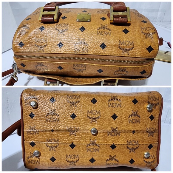 SOLD***Authentic MCM Vintage Monogram Visetos Boston Bag Cognac - Picture 6 of 16